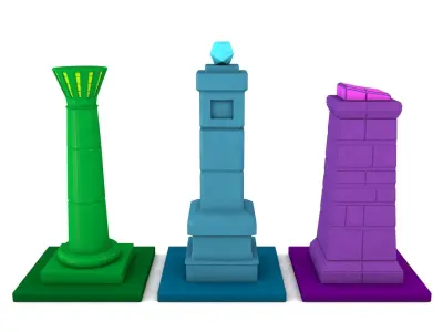 Low-poly Pillars light tower 3D Model Pack