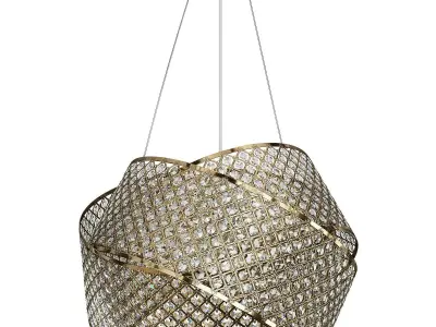 Miami Beach 3 Ring Crystal Chandelier Low-poly 3D model