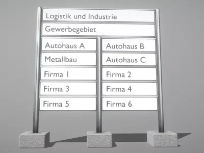 Company Signpost 2 Columns Low-Poly Version 3D model