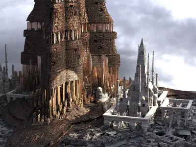 High Senate tower City Kit bash set variations 3D model