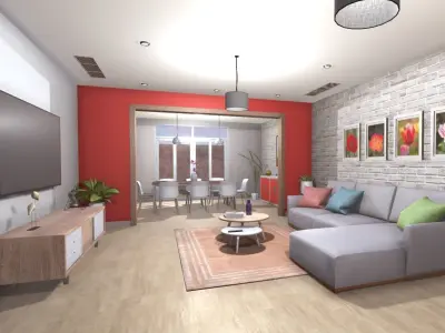 Elegant Living Room Low-poly 3D model