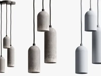 Pendant Minimalist Round Concrete Lamp 3D model