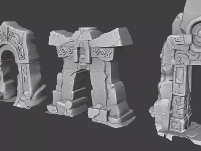 Free Stylized Ancient Archway Lowpoly Free low-poly 3D model