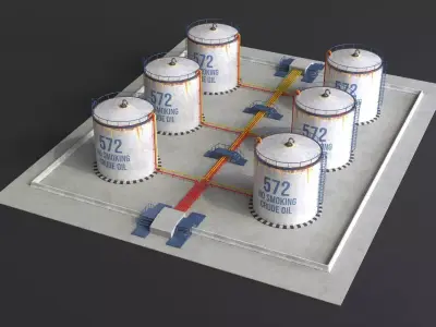PBR Lowpoly Oil Refinery - Crude Oil Site Game Ready Low-poly 3D model