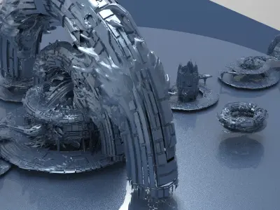 GenmaTemple sci fi Structure collection 1  3D model
