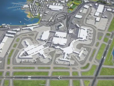 Boston Logan Airport Low-poly 3D model