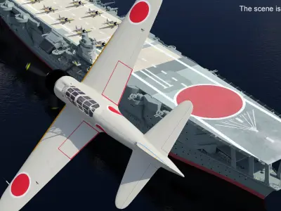  Aircraft Carrier Kaga with Fighter Jets on Board 