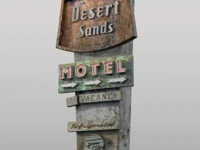Wheatered Motel Sign 3D model
