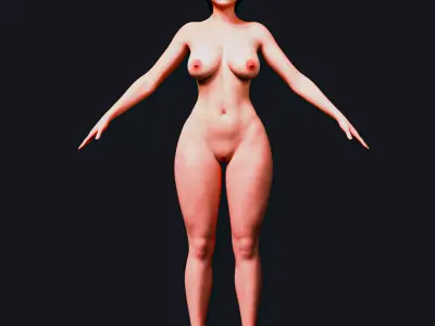 Rigged Futuristic Female Character  Biomechanical Black Suit 3D model