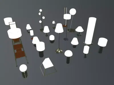 25 Unique Lamps Pack 3D model
