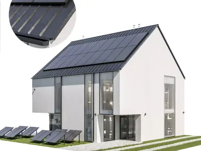 Modern house 26 at night 3D model