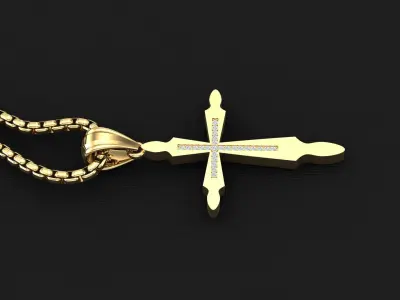 High Cross Pendant Light Gold 18K 3CP028 3D print model