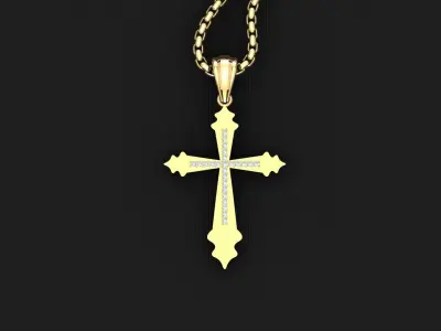 High Cross Pendant Light Gold 18K 3CP011 3D print model