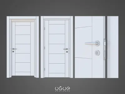 Door 3dmodel three different colored doors 3D model