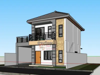House 10x13m code 416- Sketchup 3D model