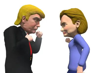 Trump and Hill caricature pack low poly Low-poly 3D model