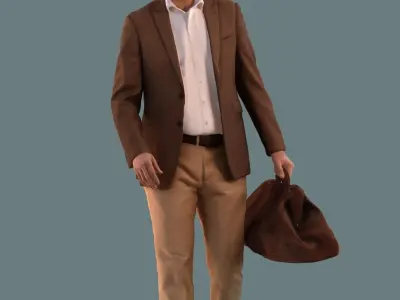 Low poly set of 3D men walking 3D model 3D model