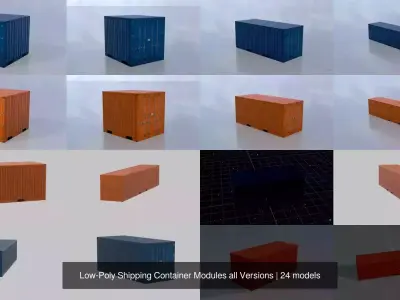 Low-Poly Shipping Container Modules all Versions 3D Model Pack