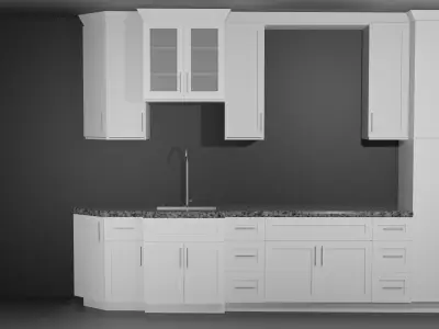 Kitchen set with cabinets and counter tops Free low-poly 3D model