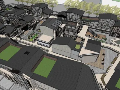 north american houses cluster architecture undergraduate 3D model