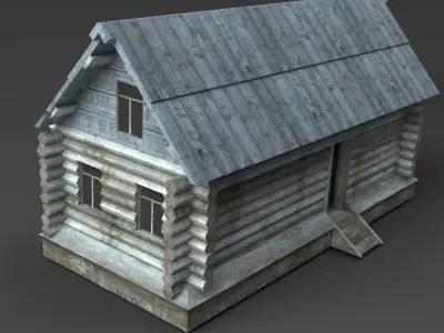Wooden Buildings Low-poly 3D model