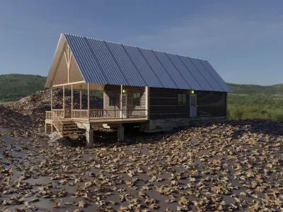 isolated cabin 3D model
