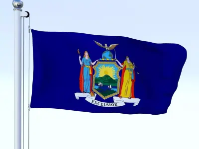 Animated New York Flag Low-poly 3D model