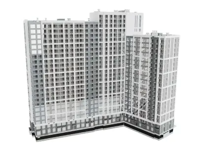 Modern residential building 3D model