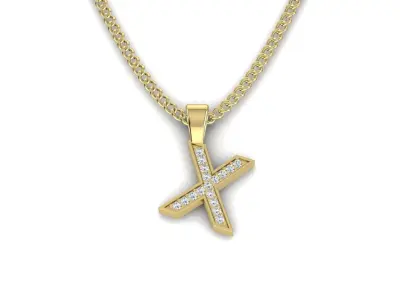 Pendant X with letter 3D print model