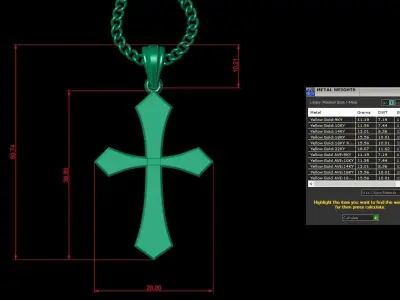 Light Gold 18K Cross Pendant 1CP044 3D print model purchase