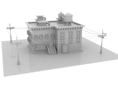 low poly cartoon house Low-poly 3D model