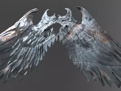 Jophiel heavens sculpted Angel Wings wide 1 3D model