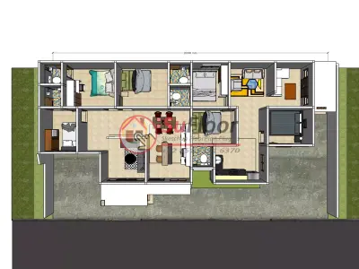 House 11x20m code 540 - Sketchup 3D model 3D model 3D model