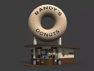 Randys Donuts Restaurant Low-poly 3D model