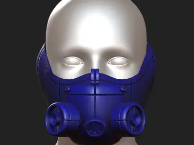 Gas mask respirator scifi futuristic 3d  Low-poly 3D model 5