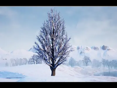 Winter Trees with Snow 3D model