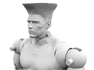 Guile Action figure articulated Street Fighter  3D print model