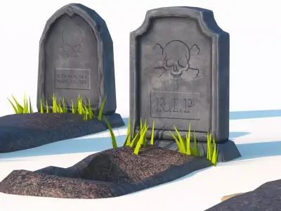 Stylized graves  Low-poly 3D model