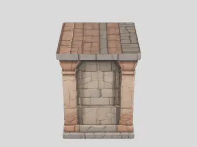 Stone Pillar Wall Block Low-poly 3D model