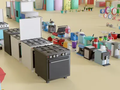 Cafe Pack - Low Poly Low-poly 3D model