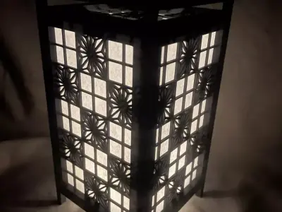 Kumiko Japanese Shoji Lantern - Kaku Asa-no-ha 3D print model