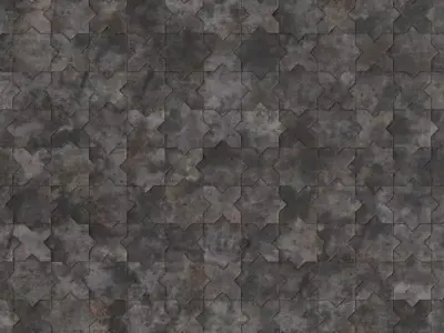 Grungy Star Pattern Concrete Tiles PBR Seamless Texture