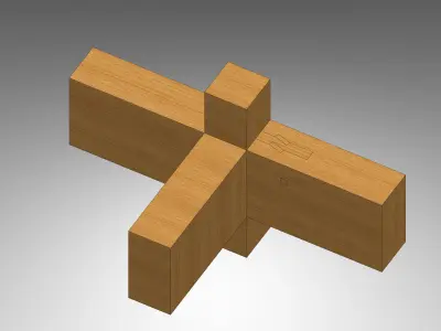 Sao Tsugi - 4 elements - Classical Japanese Wood Joint Free 3D model
