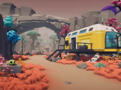 Low Poly Sci-Fi Planet Base Low-poly 3D model