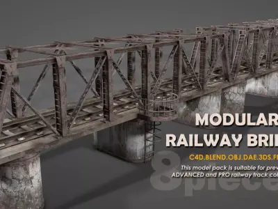 Modular Railway Bridge Pack 3D model