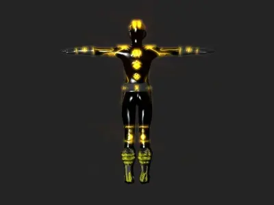 Golden vines futuristic battle suits collection Low-poly 3D model