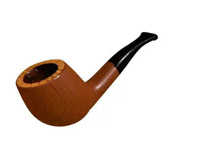 Elegant Wooden Smoking Pipe Low-poly 3D model