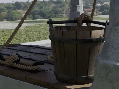 Medieval city Well Low-poly 3D model