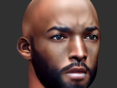 Black african male head Realistic Perfect Head Low-poly 3D  Low-poly 3D model