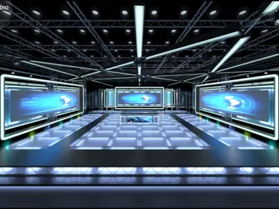 Virtual TV Studio News Set 8 3D model